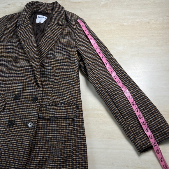 Old Navy Houndstooth Blazer Jacket Brown Black Double Breasted Size M - Picture 3 of 9